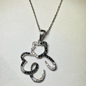 Sterling & CZ Teddy Bear Necklace Italy